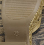 A New Day Raffia Jute Block Criss Cross Open Toe Heels Natural Tan Brown 9.5M