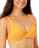 Salt + Cove Wavy-Scrunch Scoop-Neck Bralette Bikini Swim Top Tangerine Orange XL