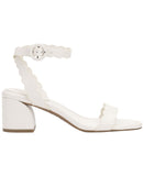 On 34th Womens Pathina Scalloped Sandals Block Heel White Smooth 8.5M