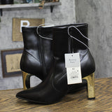 A New Day Sienna Low-Shaft Heeled Boots 94637413 Black / Gold 6.5M