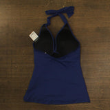Lauren Ralph Lauren Beach Club Solid Halter Tankini Top Swim Sapphire Blue 6