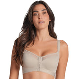 Leonisa Back Support Posture Corrector Wireless Sports Bra Beige Brown 36C