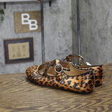 A New Day Crisscross Strap Round-Toe Velvet Flats Leopard Brown Multi 9M