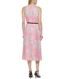 Tommy Hilfiger Belted Lined Floral-Print Halter Midi Dress Bubblegum / Ivory 4