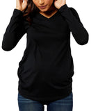 Splendid V-Neck Maternity Long Sleeve Pocket T-Shirt P80015-01 Black S