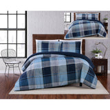 Truly Soft Trey Plaid Polyester 3-Piece Duvet Set Multicolor Blue Full/Queen