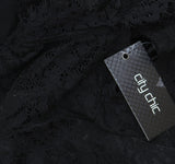 City Chic Womens Trendy Plus Size High-Low Keyhole Belted Lace Dress Black 18W