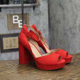 Sun + Stone Reemaa Block-Heel Platform Open-Toe Sandals 10018613300 Red 9W