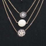 New York & Company Triple Tier Multi Floral Pendants Necklace Rose Gold 18" + 3"