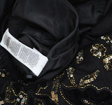 Adrianna Papell Womens Off the Shoulder Beaded Taffeta Gown Black / Gold 4