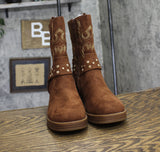 Sun + Stone Womens Norahh Moto Midshaft Bootie Russet Microsuede Brown 8.5M