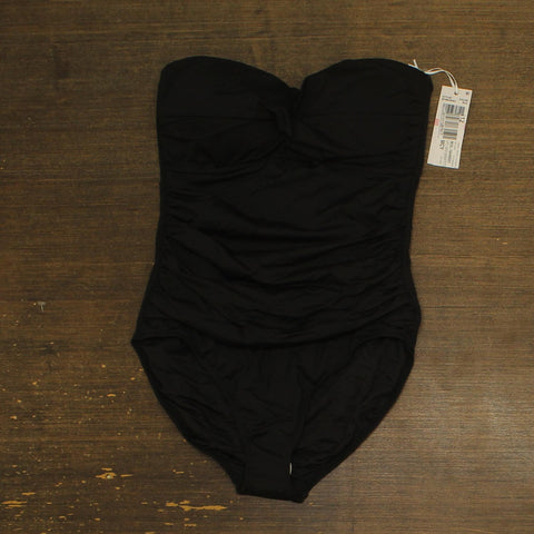 Anne Cole Womens Twist Front Shirred One Piece Swimsuit MYMO00501 Black 10