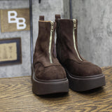 Wild Fable Faux Suede Platform Ankle Boots with Front Zip 94568506 Dark Brown 6M