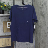 Preswick & Moore Knit Short Sleeve Crew Neck Top Navy Blue 1X