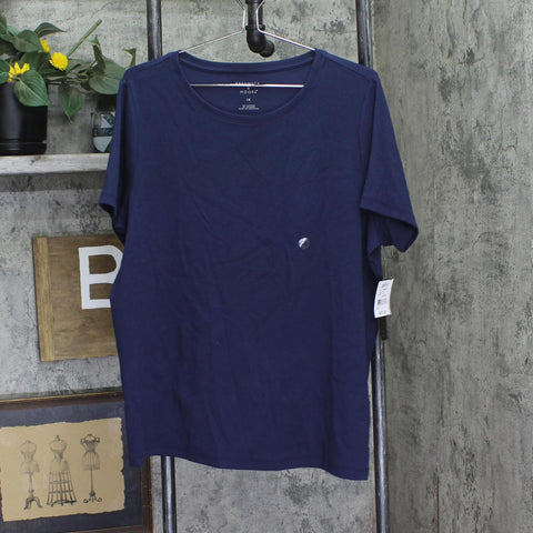 Preswick & Moore Knit Short Sleeve Crew Neck Top Navy Blue 1X