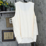 DG2 by Diane Gilman Mixed Media Plus Tiered Sleeveless Shirt Cream Off White 3X