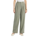A New Day Womens High-Rise Linen Pleat Front Straight Trousers Sage Green 6