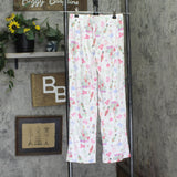 Max & Olvia Satin Holiday Christmas Pajama Pants Ivory Off White Multi L (10/12)