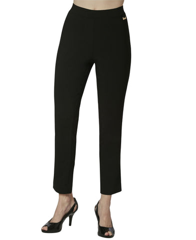 Adrienne Vittadini Womens Ponte Pull on Pants with Side Slits Black L