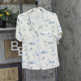 Auden Tis the Skison Holiday Collar Top and Shorts Pajama Set Cream Off White S