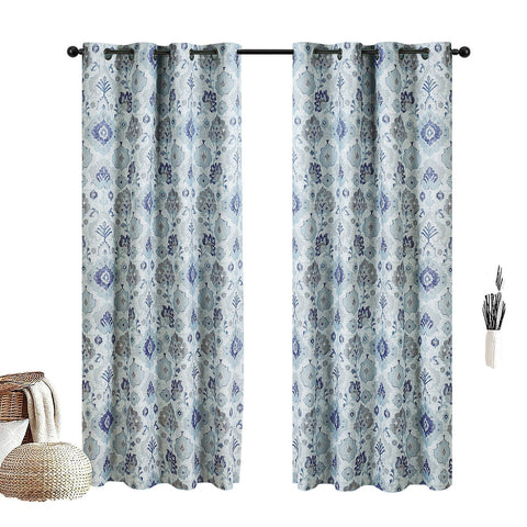Max Blackout Baylor Print Grommet Top Single Curtain Panel Blue Floral 50" x 84"