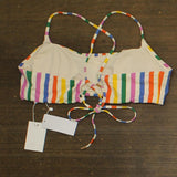 Andie Fiji Striped Cross-Back Bikini Swim Top AT318 White Multi XL