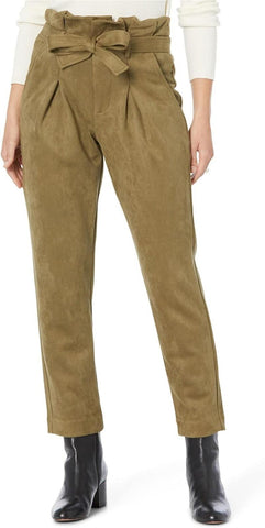 DKNY Womens Faux-Suede Trousers UH2PD202 Olive Green 12