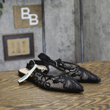 A New Day Womens London Lace Sling Back Bow Flats 94303524 Black 7.5M