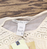 American Rag Woven Crochet Trim Bell Sleeve Blouse Shirt Top Egret Off White S