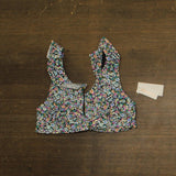 Raisins Cannes Ditsy-Print Ruffled Bikini Top L710187 Black Multi M