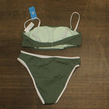 Cupshe Womens Back Hook Cheeky Bottom Bikini Bottom Top Set Green Multi L