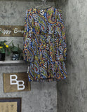 MSK Paisley Print Tiered Babydoll Metallic Chiffon Dress Black / Navy Multi PL