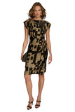Donna Karan Womens Printed Velvet Extended Shoulder Burnout Dress Black 6