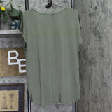 Bar III V-Neck Mixed-Media Mesh Knit Tunic Hi-Lo Shirt Top Dusty Olive Green L