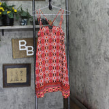Teeze Me Juniors Printed Handkerchief-Hem Shift Dress Red Paisley M