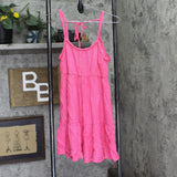 Miken Juniors Tiered Dress Swim Cover Up I9672P544 Hot Pink Lurex Stripe XS