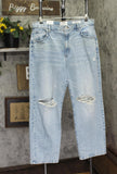 Cotton On Womens Distressed Loose Straight Jeans Lake Blue 14