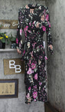 Rachel By Rachel Roy Printed Long Sleeve Tiered Chiffon Midi Dress Black Multi 6
