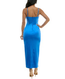 Emerald Sundae Juniors Drape-Neck Midi Dress Perry Blue M