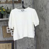 Sam And Jess Womens Short Puff-Sleeve Sweater Top Antique Off White- XL