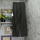 Alex & Sophia Womens Striped Wide-Leg Pleated Pinestripe Pants Black / Gold L
