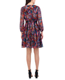 Vince Camuto Womens Novelty Metallic Chiffon Fit & Flare Dress Red Multi 16