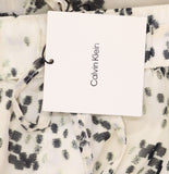 Calvin Klein Womens Printed Pull-on Pants Wide Leg Lined Light Gray Print M