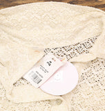PQ Blake Button Down Crochet Cover Up Shirt Biscotti Off White Lurex M/L