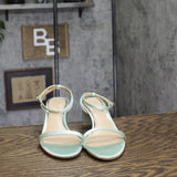 Jewel Badgley Mischka II Evening Sandals Block Heel Satin Aqua Blue Green 8M