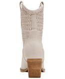 DV Dolce Vita Leather Pull-On Pointed Toe Western Booties Ivory Off White 8M