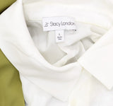 By Stacy London Womens Crepe Blazer Attached Long Sleeve Collared Shirt Moss L
