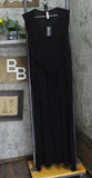 24seven Comfort Apparel Sleeveless Maternity Maxi Dress with Belt Black 1X