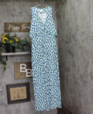 Motherhood Maternity V Neck Surplice Maxi Maternity Dress Blue Multi M