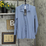Marla Wynne Women's Button Up Stretch Tech Shirt Jacket 703683 Storm Blue M